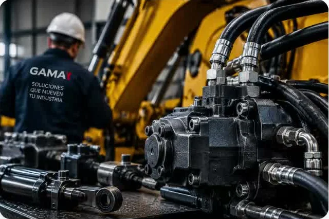 Maquinaria industrial con sistema hidráulico